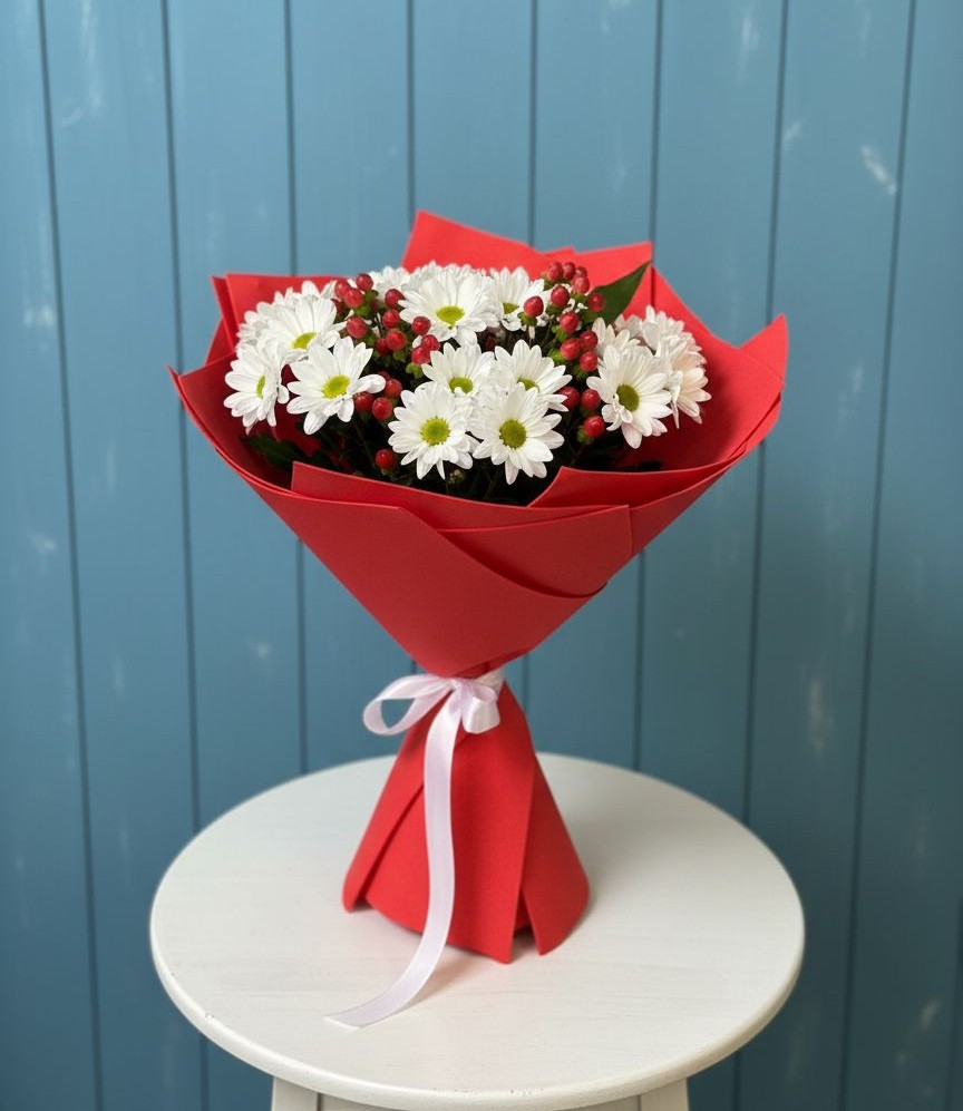 Букет ягоды на снегу в Ахтанизовскую Букет цветов из: Хризантемы в Ахтанизовскую