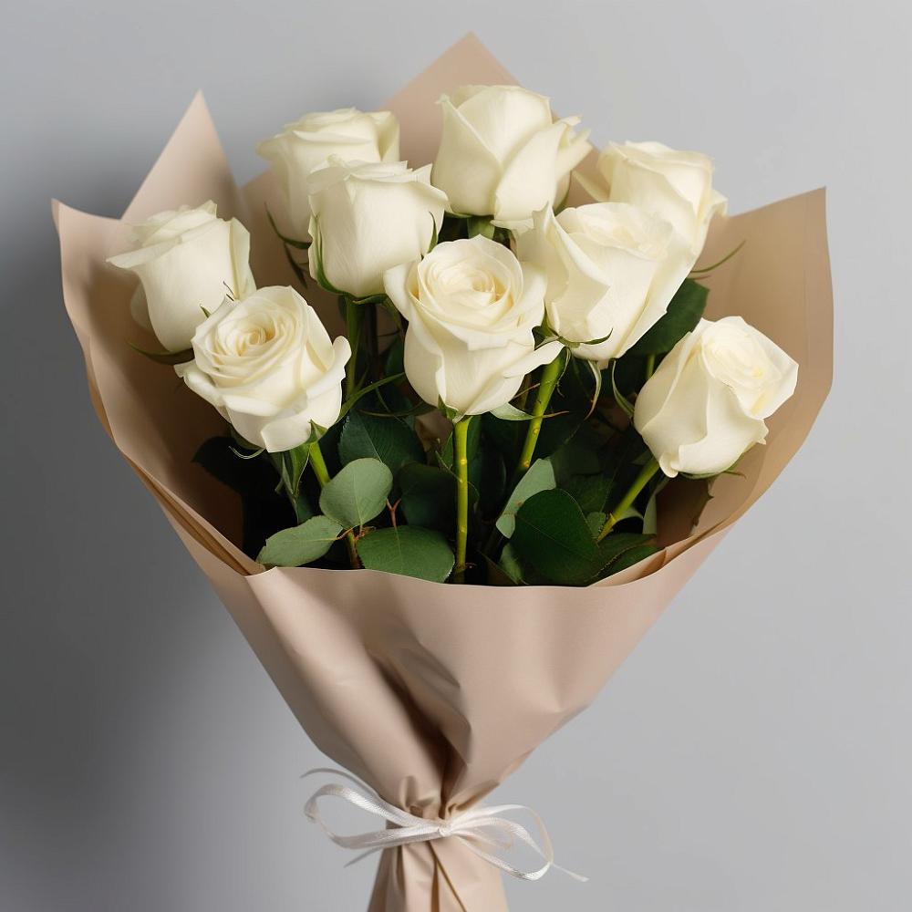 Букет 9 Белых роз Эдлесс Лав в Ахтанизовскую