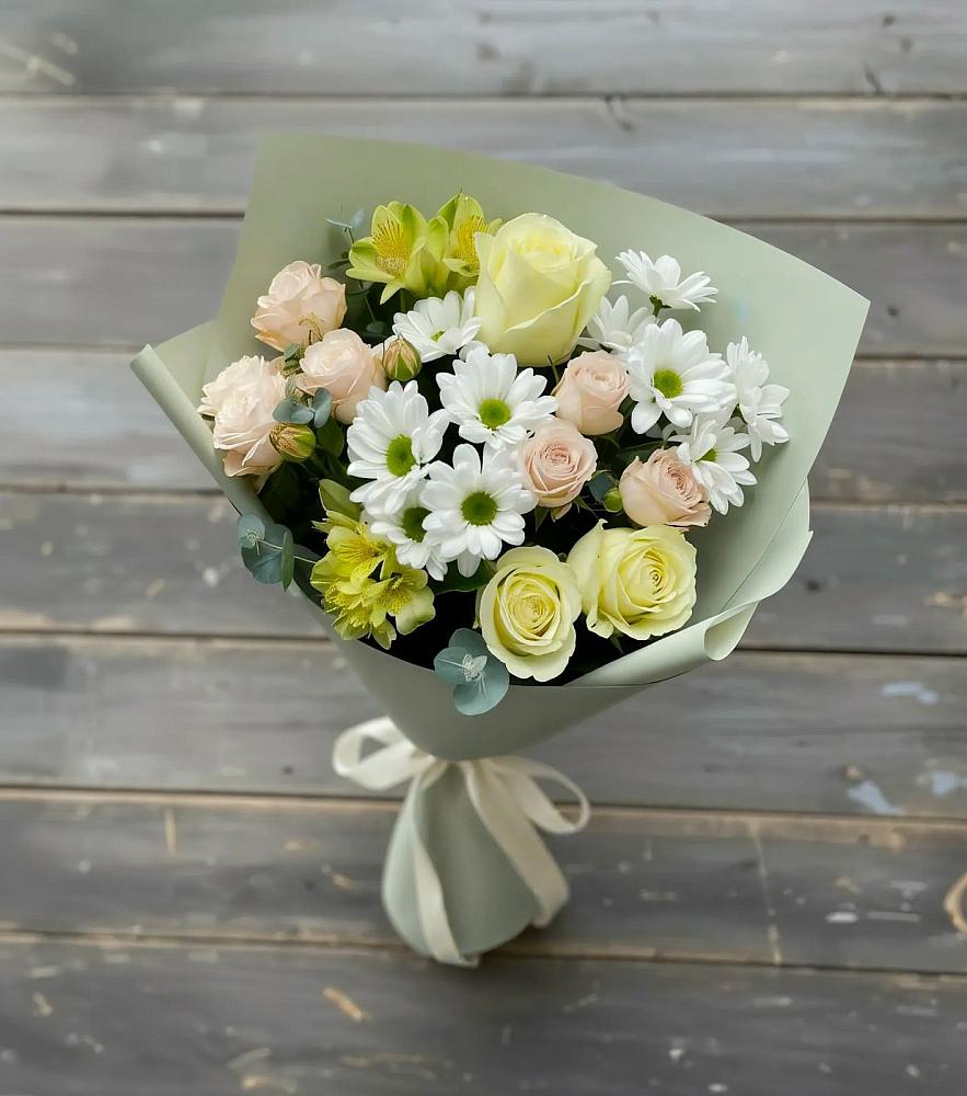 Букет цветов из: Альстромерии, Розы и Хризантемы в Ахтанизовскую