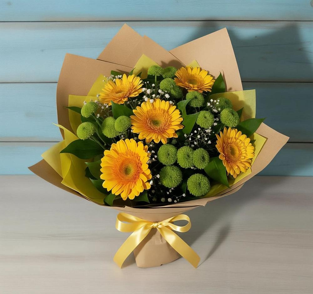 Букет цветов из: Герберы и Хризантемы в Ахтанизовскую