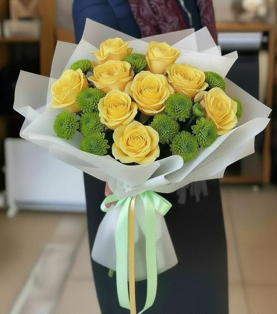 Букет цветов из: Хризантемы и Розы в Ахтанизовскую