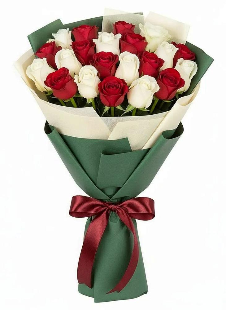 Букет Микс из красных и белых роз в Ахтанизовскую