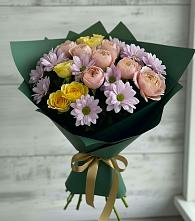 Букет цветов из:  Хризантемы и Розы в Ахтанизовскую