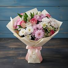 Букет цветов из:  Хризантемы, Альстромерии и Розы в Ахтанизовскую