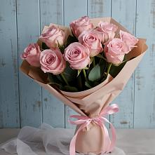9 розовых роз в Ахтанизовскую Букет цветов из:  Розы в Ахтанизовскую