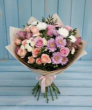 Букет цветов из:  Хризантемы, Розы и Альстромерии #REPLACE_PRED# Ахтанизовскую