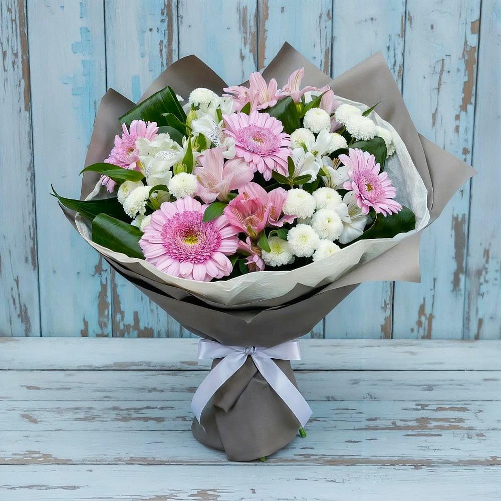 Букет цветов из: Герберы, Альстромерии и Хризантемы в Ахтанизовскую